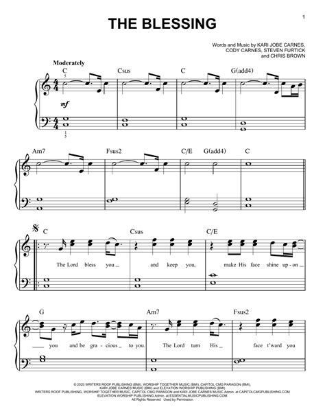 The Blessing Sheet Music Kari Jobe Cody Carnes And Elevation Worship