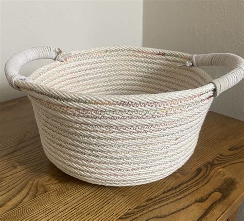 Home And Living Home Decor Natural White Cotton Rope Bowl Basket