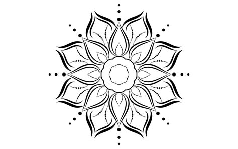 Black And White Floral Simple Mandala Pattern 1101312 Vector Art At