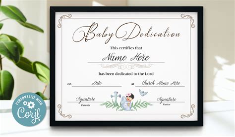 Printable Baby Dedication Certificate Template Girl Baby Etsy México