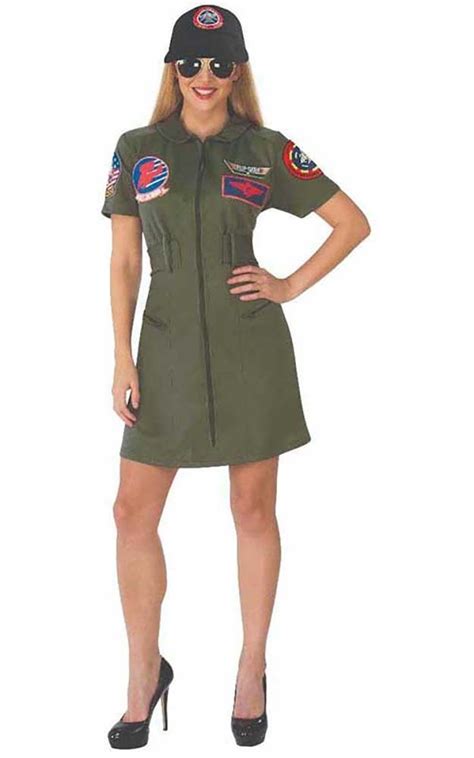 Licensed Top Gun Pilot Womens Adult Womens 1980s Fancy Dress Halloween