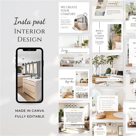 Interior Design Instagram Post Template Interior Design Ig Etsy Uk
