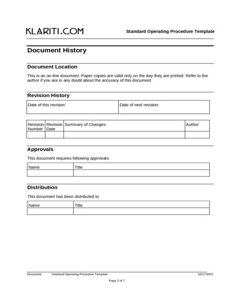 Standard Operating Procedure Template Free Download