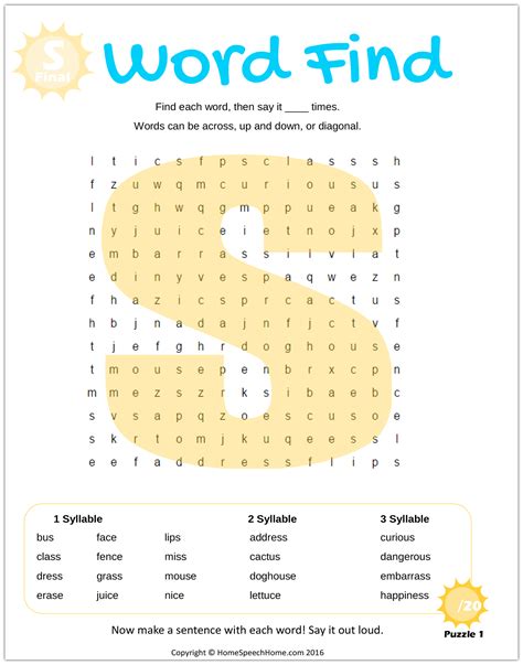 Articulation Word Search Puzzles For Speech Therapy Practice