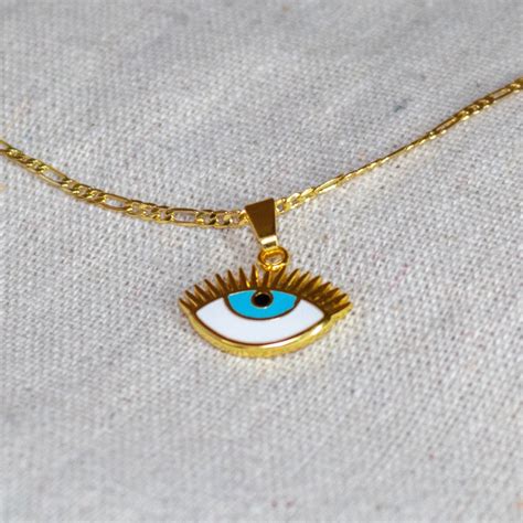 Evil Eye Necklace K Gold On Sale Off Free Year Etsy