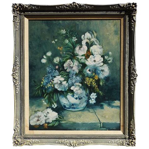 Impressionist floral still life oil on canvas painting ...