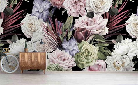Bold Floral Wall Mural Vibrant Dreams