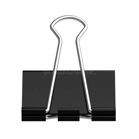 Black Metal Paper Binder Clip Isolated On White Background For