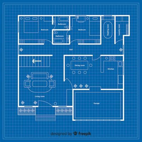 Blueprint Of A House With Details Free Vector