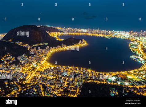 Aerial View Of Rio De Janeiro By Night Stock Photo Alamy