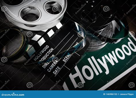 Film Reel And Clapboard Hollywood Entertainment Industry Background