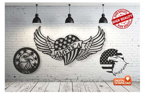 American Eagle Wall Decor Bundle Vector Drawing File For Laser Etsy