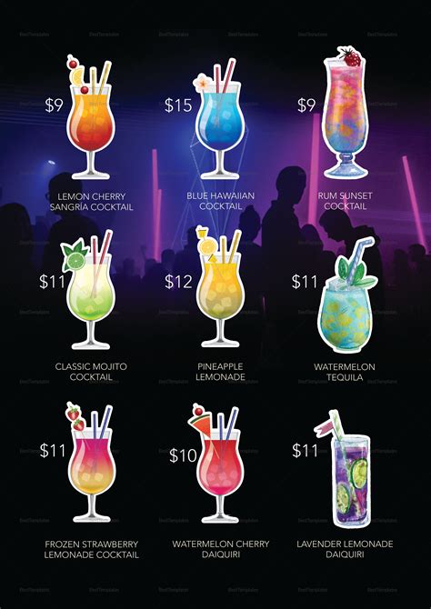Cocktail Bar Menu Design Template In Psd Word Publisher Illustrator Indesign