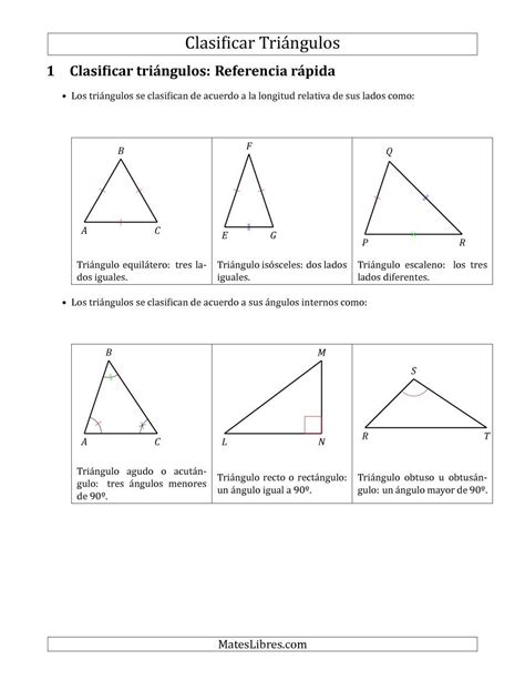 Clasificacion De Triangulos Segun Sus Lados Y Angulos Ejercicios Trimapa