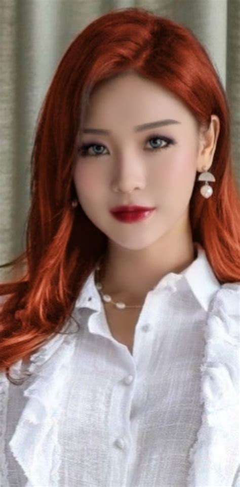 red hair beauty stunning asian woman
