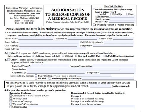 Free 7 Generic Medical Records Release Forms In Pdf Ms Word