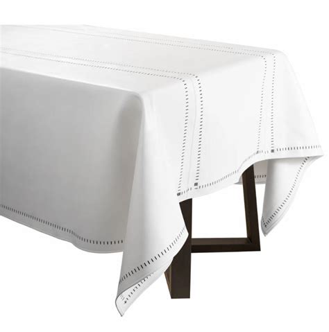 Faux Leather Tablecloth Hemstitch Border White And Black 70 X 120