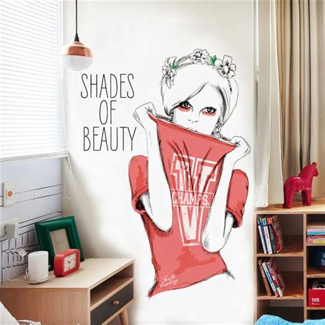 New Cute Diy Lovely Girl Art Wall Stickers For Kids Rooms Pvc Wall