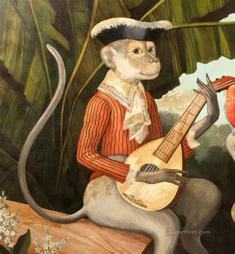 Monkey Playing Guitar Painting In Oil For Sale