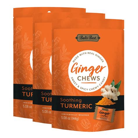 Bali S Best Ginger Chews Soothing Turmeric Flavor 3 Pack 100 Real Ginger