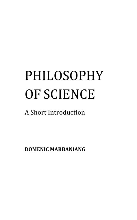 Pdf Philosophy Of Science A Short Introduction