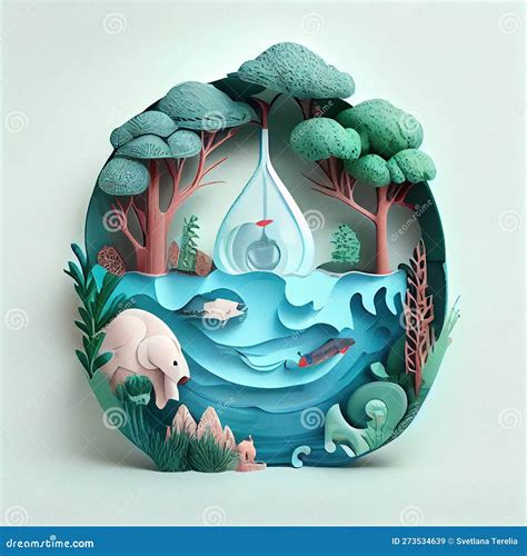Paper Art Saving World Environment Day Ecology Water Day Environmental Protection And Save