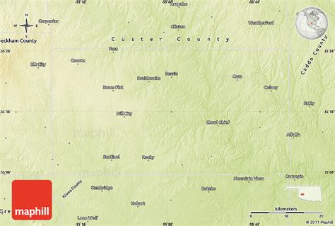 Physical Map Of Washita County