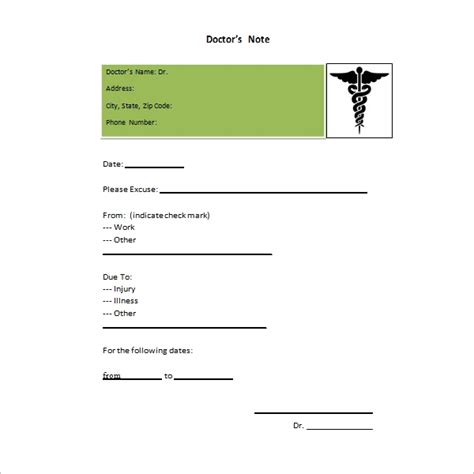 doctors note template   word examples