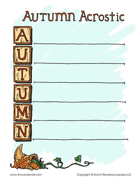Autumn Acrostic Poem Template Tims Printables