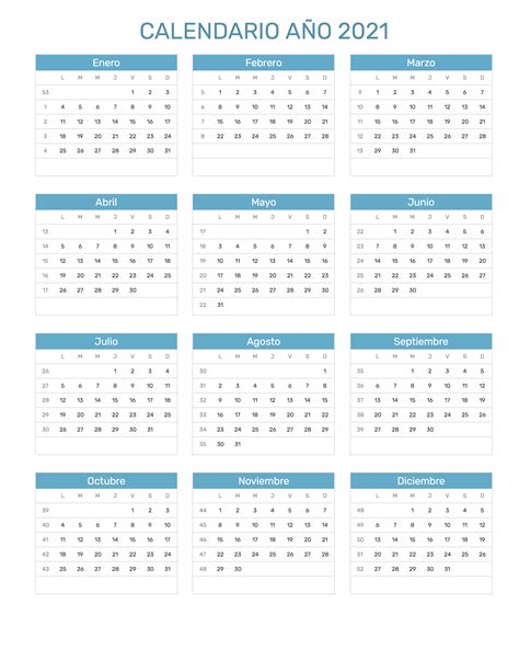Calendario 2021 Para Imprimir Con Semanas Las Plantillas Estan
