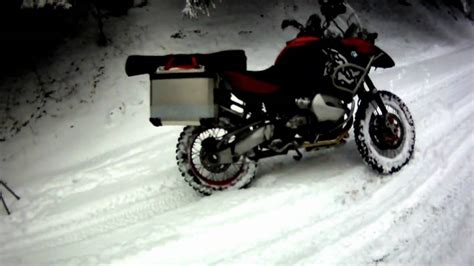 Bmw R1200gs Adventure With Studded Tires In Snow At Evans