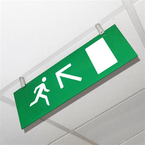 Photoluminescent Fire Exit Sign Ceiling Suspended Magnetic 9258