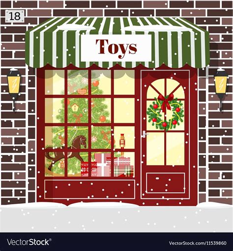 Christmas Toy Shop Toy Store Building Facade Vector Image On With
