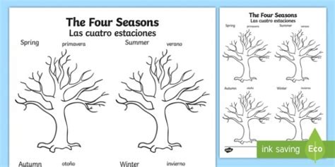 Seasons Printable Spanish Worksheets For Beginners