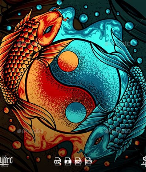 Yin Yang Koi Fish Japan Vectors Graphicriver