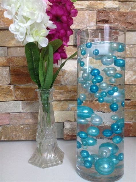 Easy Diy Floating Pearl Centerpiece Teallight Blue Pearls Etsy