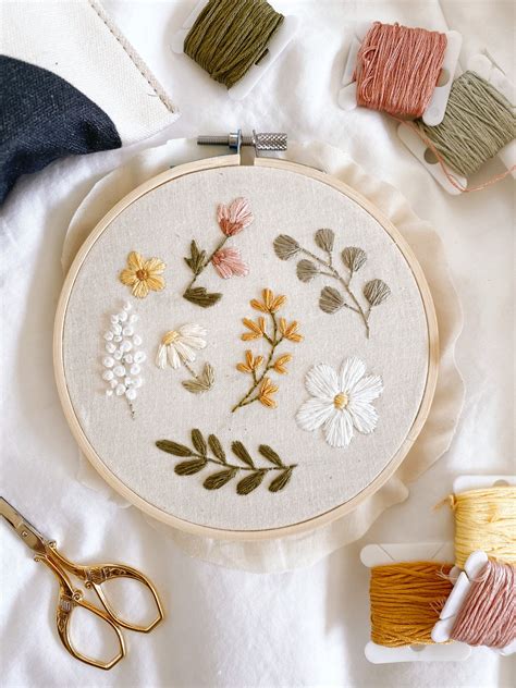 Flower Flat Lay Embroidery Pattern By CHLOE WEN Sewing Embroidery