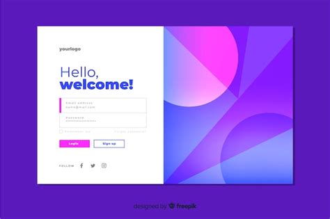 Free Vector Landing Page With User Login Form