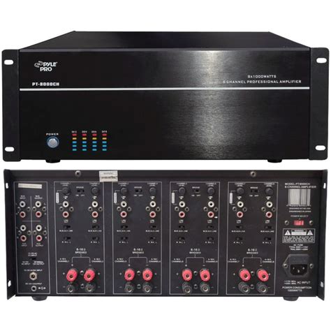 Pyle Home Pt8000ch 8 Channel 8000 Watt Stereomono Amp