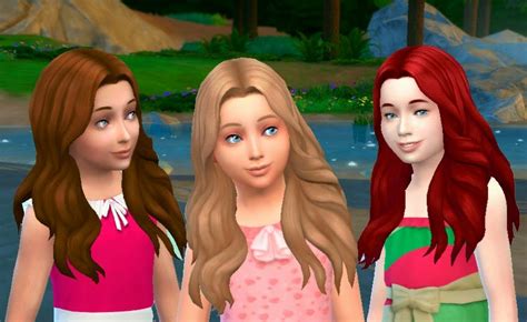 My Sims 4 Blog Kiara24 Long Wavy Parted Hair For Girls