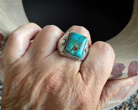 Vintage Size 14 Mens Navajo Turquoise Ring Native American Indian