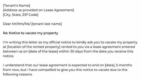 Sample Letter From Landlord To Tenant For Repairs