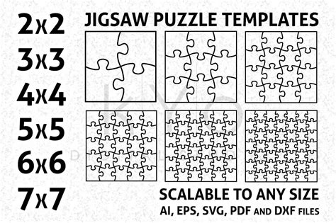Square Jigsaw Puzzle Templates Ai Eps Svg Dxf Pdf Files By Kyo Digital