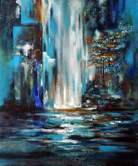 Original Acrylic Painting Picture Of A Waterfall In The Etsy