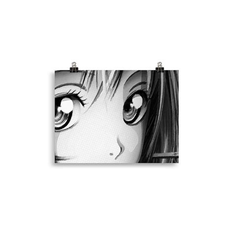 Anime Girl Eyes 2 Black And White Poster Etsy