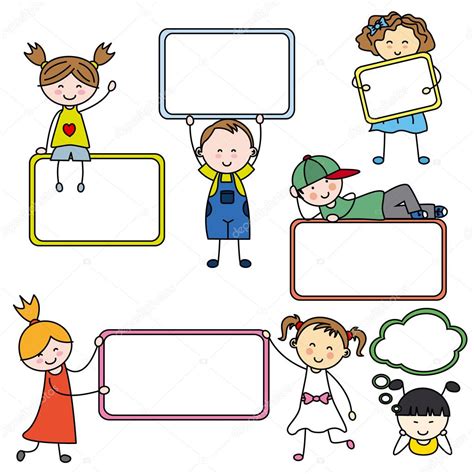 Kids With Blank Signs — Stock Vector © Sbego 71186777