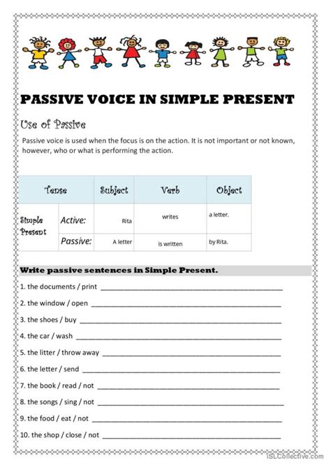 Passive Voice In Simple Present English Esl Worksheets Pdf Doc