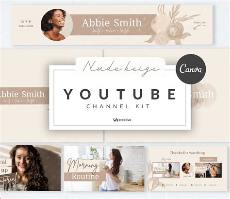 YouTube Channel Kit Editable Canva Template Modern Nude Etsy