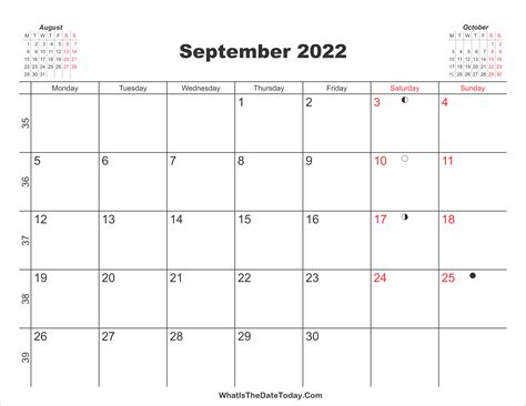 Printable Calendar September 2022 Whatisthedatetodaycom