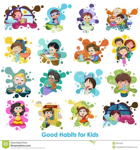 Good Habits Chart Stock Vector Illustration Of Girl 33915949 Kids